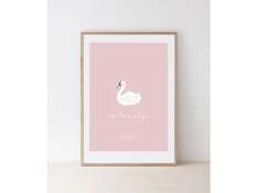 Plakat dziecięcy 30x42 Pink swan FUNKYBOX