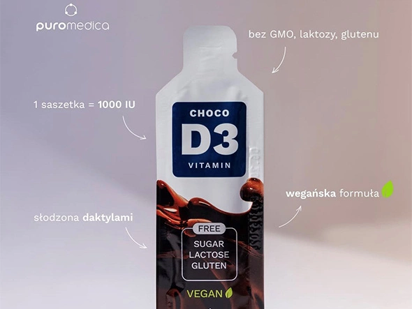 Czekoladowa Witamina D3 dla dzieci (10 saszetek) - PUROMEDICA