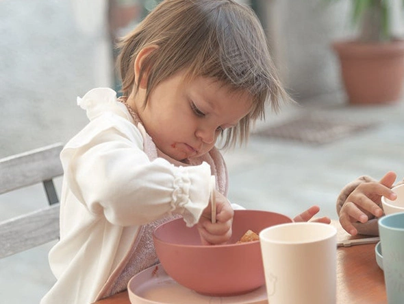 Zestaw sztućców dla dzieci z Bioplastiku Różowy BAMBOOM